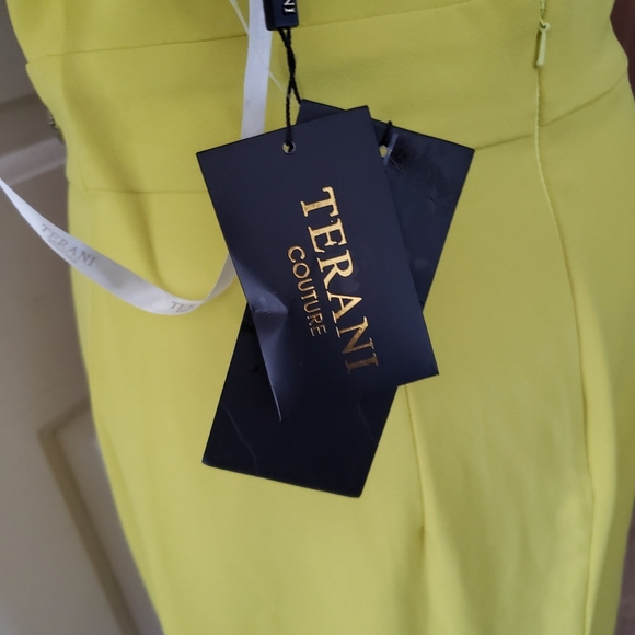 NWT Terani couture Women's 8 yellow open back front twist prom homecoming dress - Picture 7 of 9